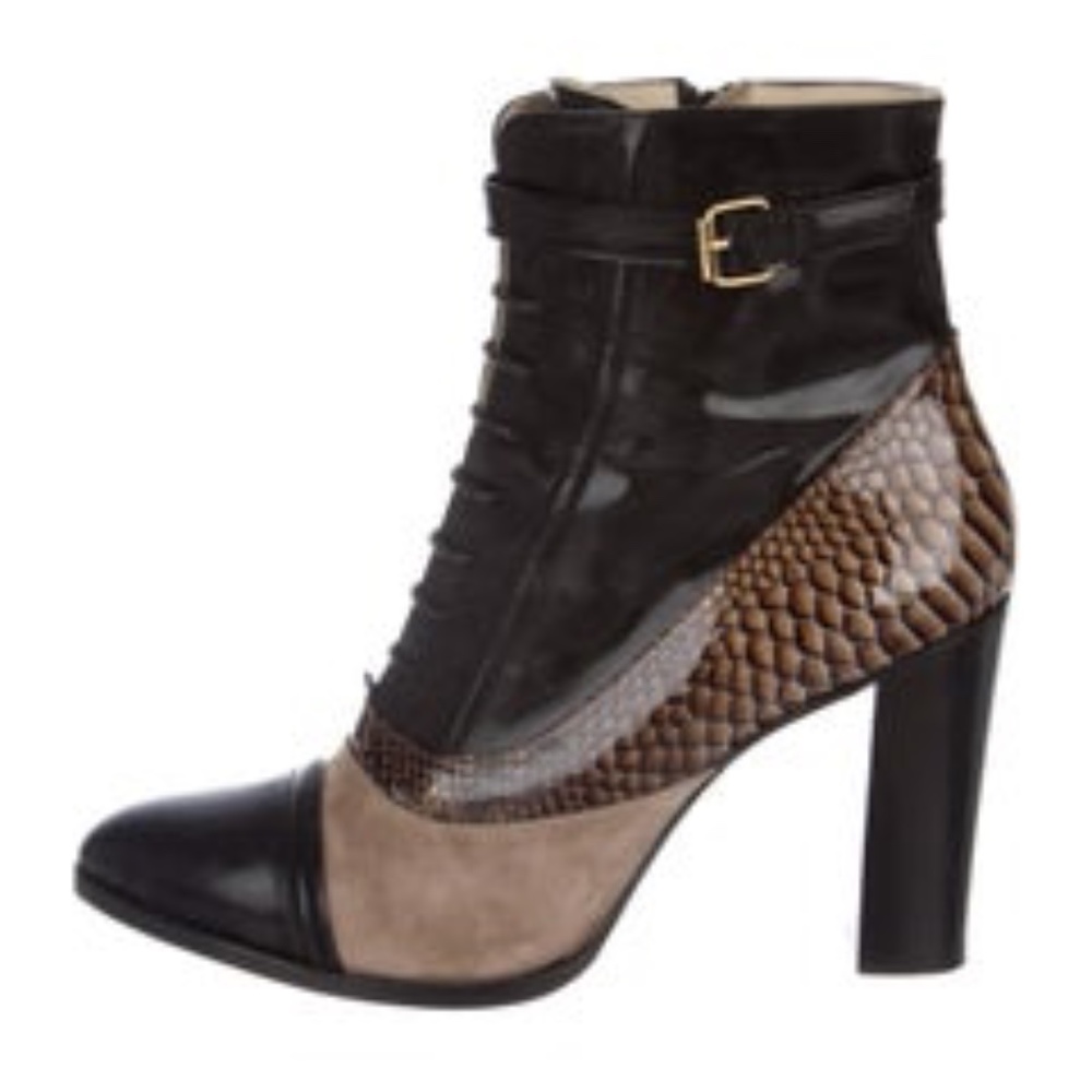 ETRO Leather Animal Print Lace Boots US 10 IT 41